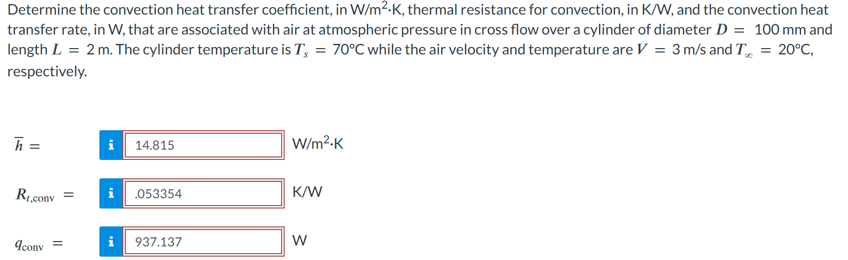 Solved Determine the convection heat transfer coefficient, | Chegg.com