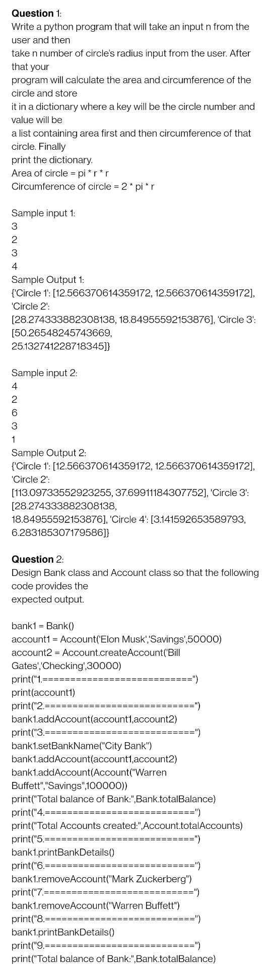 Solved Question 1: Write a python program that will take an | Chegg.com