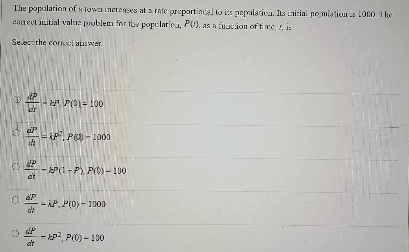 Solved The population of a town increases at a rate | Chegg.com