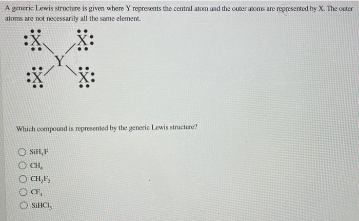 Solved A generic Lewis structure is given where Y represents | Chegg.com