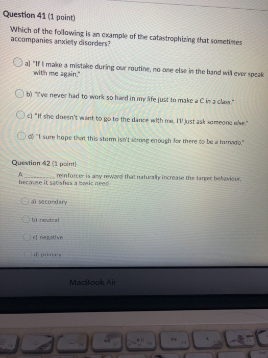 Solved Question 41 (1 point) Which of the following is an | Chegg.com