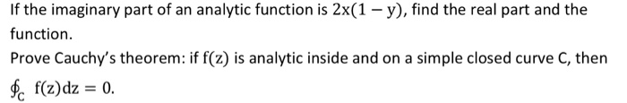 Solved If the imaginary part of an analytic function is 2x(1 | Chegg.com