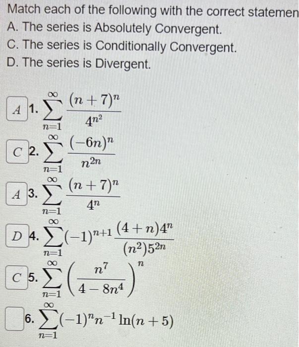 Solved Match each of the following with the correct statemen | Chegg.com