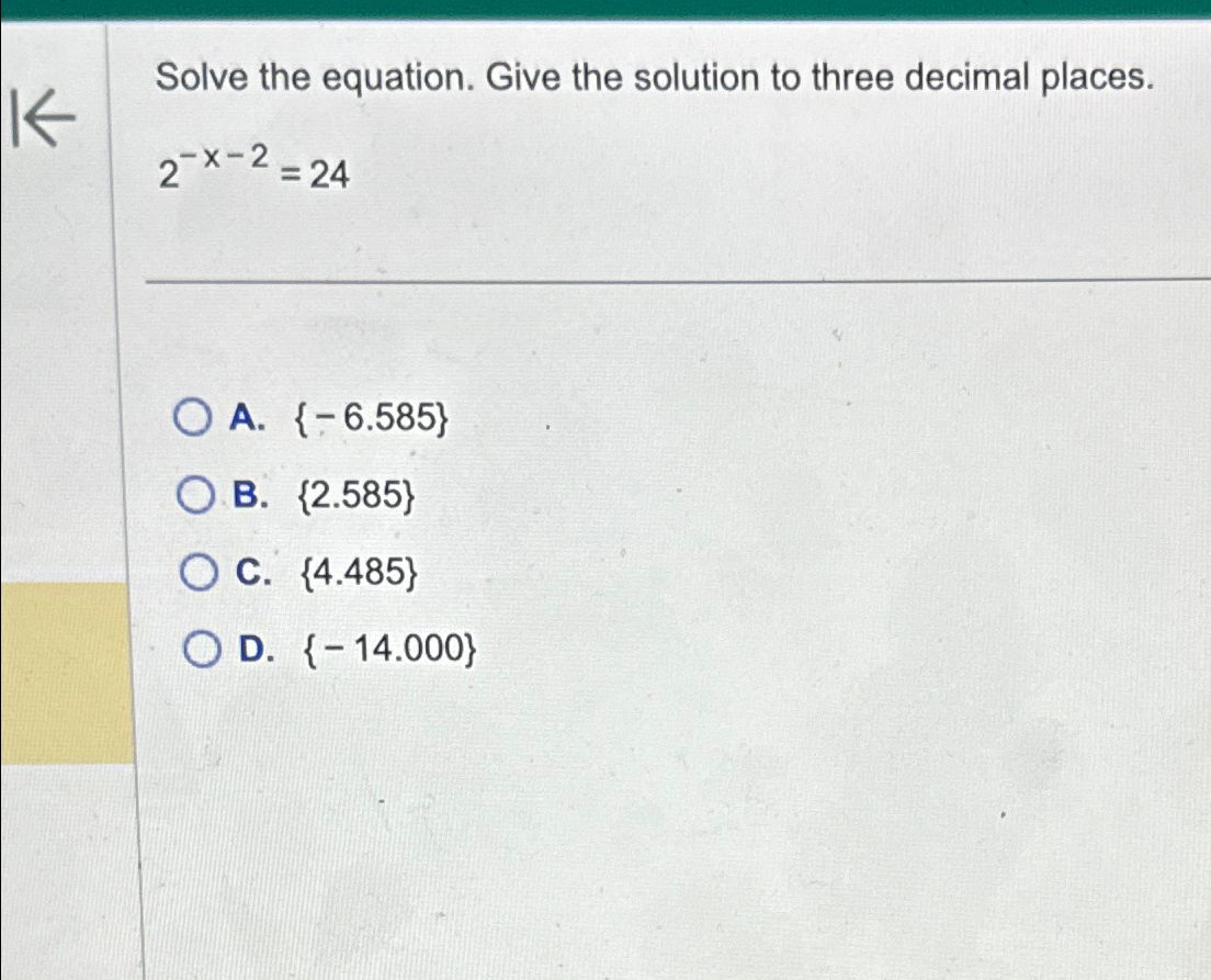Solved Solve the equation. Give the solution to three | Chegg.com
