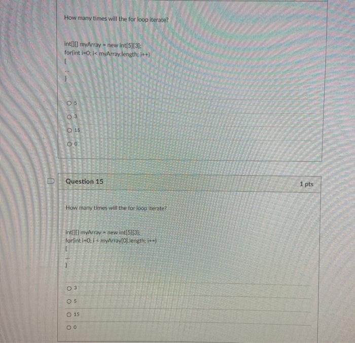 Solved How many times will the for loop iterate? int(30 | Chegg.com