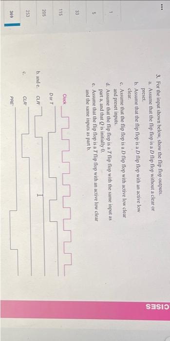Solved 3. For the input shown below, show the flip flop | Chegg.com
