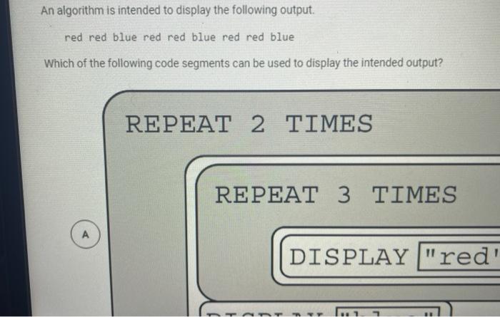 Solved An algorithm is intended to display the following | Chegg.com