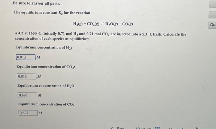 Solved Be Sure To Answer All Parts The Equilibrium Constant Chegg Com   Image