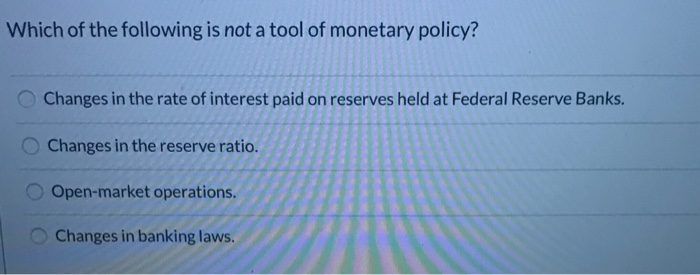 Solved Which of the following is not a tool of monetary | Chegg.com