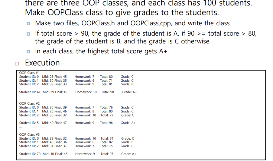 Solved there are three OOP classes, and each class has 100 | Chegg.com