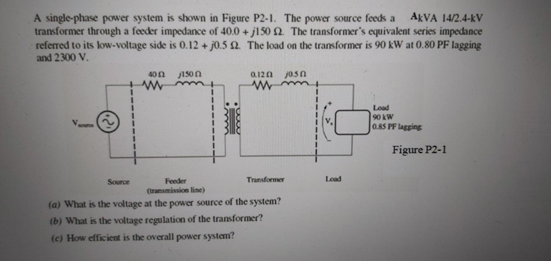 Solved A single-phase power system is shown in Figure P2-1. | Chegg.com