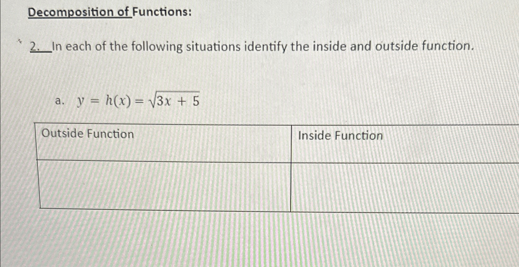 Solved Decomposition of Functions:2. ﻿In each of the | Chegg.com