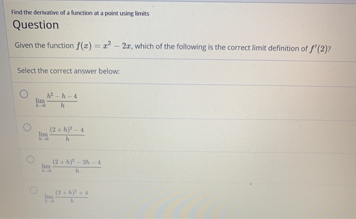 how to find the derivative of a function at a point