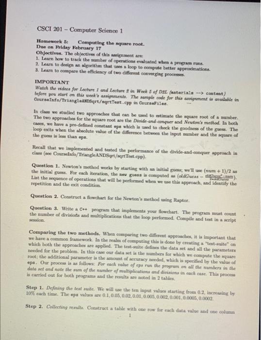 Solved CSCI 201 - Computer Science 1 Homework 5: Computing | Chegg.com