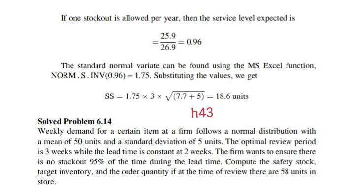 Solved If one stockout is allowed per year, then the service | Chegg.com
