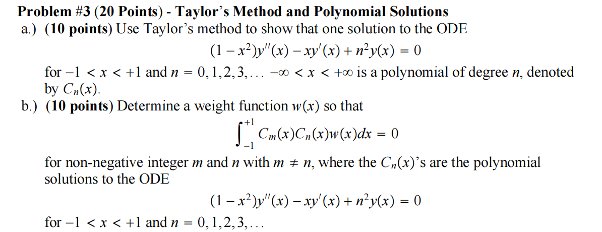 Solved Problem 3 20 ﻿points ﻿taylors Method And 8185