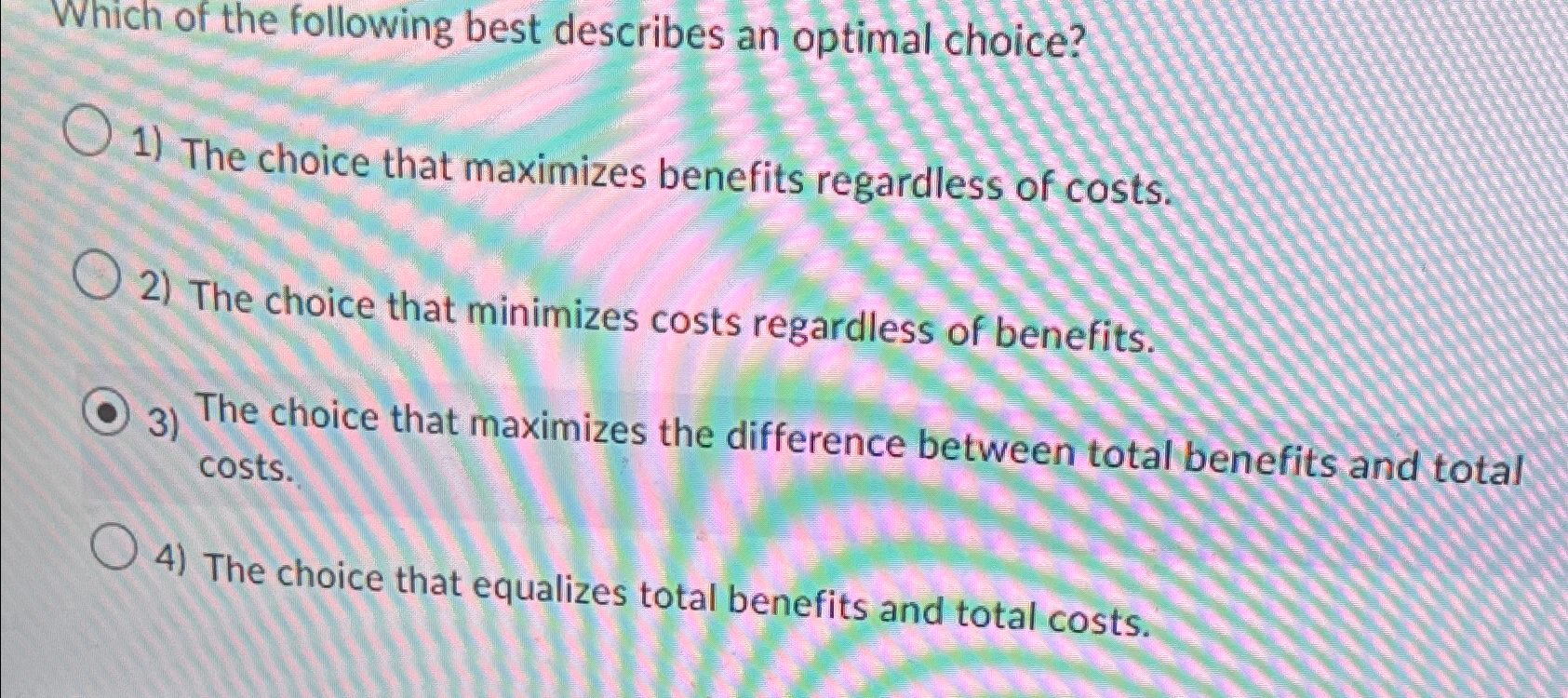 Solved Which of the following best describes an optimal | Chegg.com