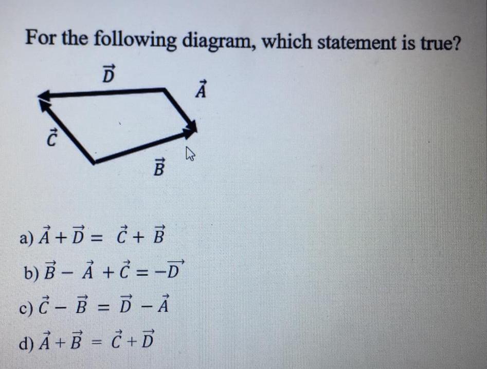 Solved For The Following Diagram Which Statement Is True Chegg Com