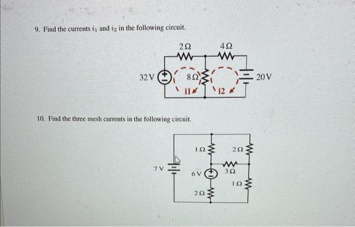 Solved 9. Find the currents i1 and i2 in the following | Chegg.com