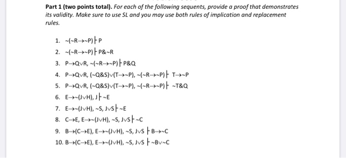 Solved Part 1 Two Points Total For Each Of The Followi Chegg Com