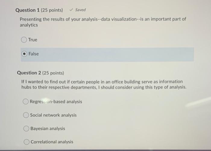 Solved Question 1 (25 points) Saved Presenting the results | Chegg.com