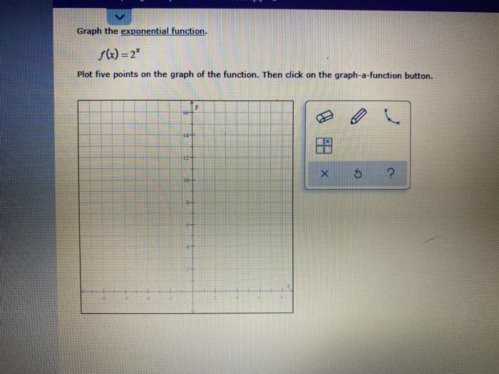 Solved Graph the exponential function. f(x)=2* Plot five | Chegg.com