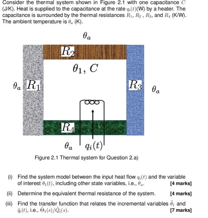 Solved Consider the thermal system shown in Figure 2.1 with | Chegg.com