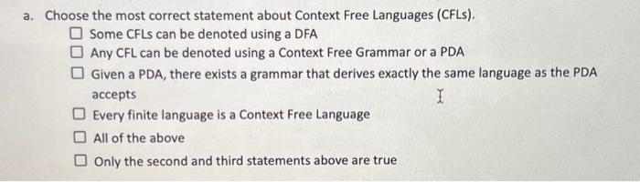 Solved a. Choose the most correct statement about Context | Chegg.com