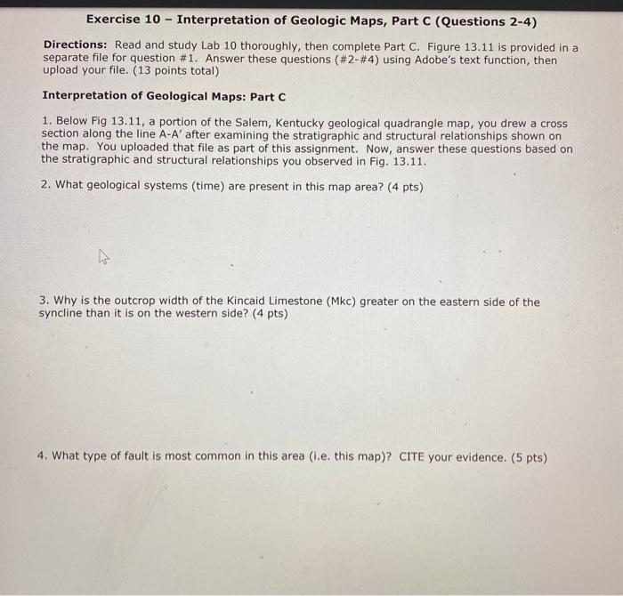 Solved Exercise 10 - Interpretation of Geologic Maps, Part C | Chegg.com