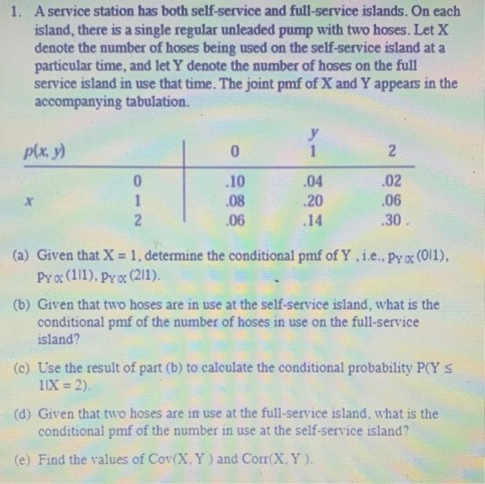 Solved 1. A service station has both self-service and | Chegg.com