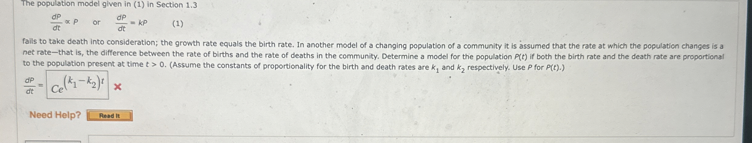 Solved The population model given in (1) ﻿in Section | Chegg.com