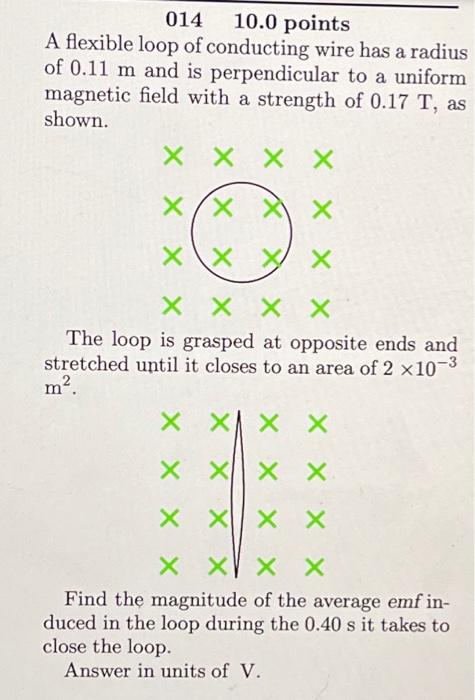 Solved 01310.0 points A two-turn circular wire loop of | Chegg.com