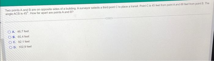 Solved Two points A and B are on opposite sides of a | Chegg.com