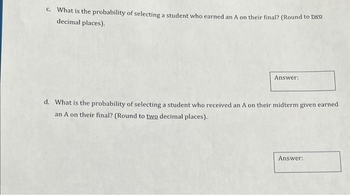 Solved 4. (4 points) Consider the midterm and final for a | Chegg.com