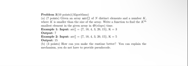 Solved Q9Problem 3 (10 ﻿points)(Algorithms)(a) (7 ﻿points) | Chegg.com image.