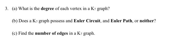 Solved 3. (a) What is the degree of each vertex in a K7 | Chegg.com