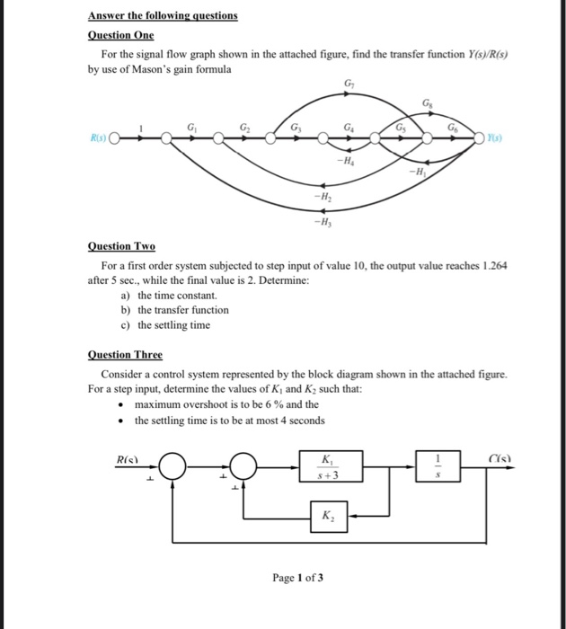 Solved Answer the following questions Question One For the | Chegg.com