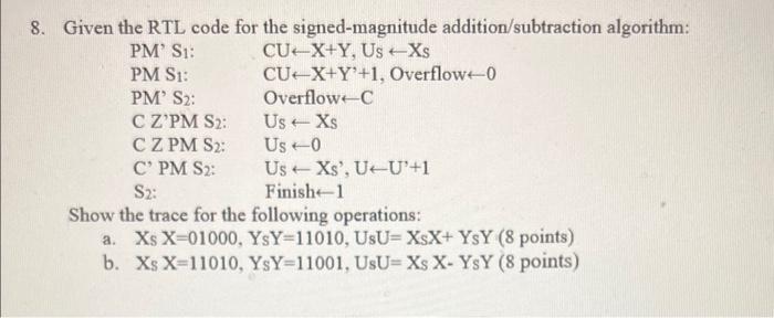 Solved 8. Given the RTL code for the signed-magnitude | Chegg.com