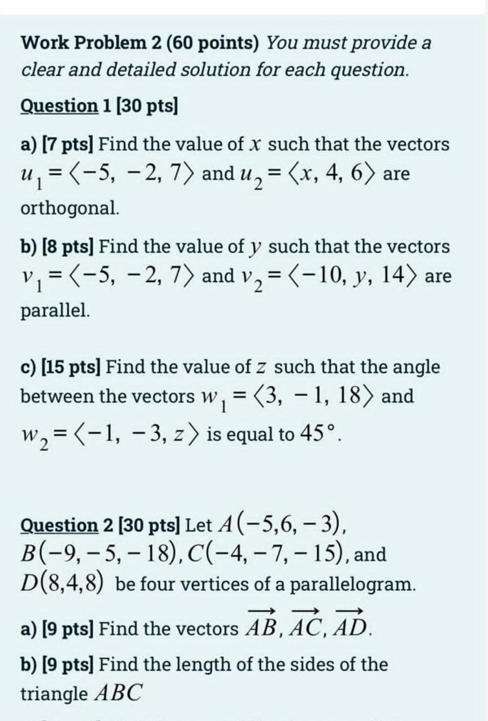 Solved Work Problem 2 (60 points) You must provide a clear | Chegg.com