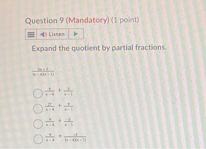 Solved Expand The Quotient By Partial Fractions. | Chegg.com