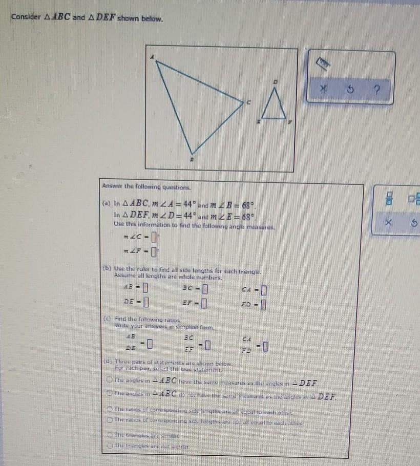 Solved The two triangles below are similar. Also, m ZR = 15° | Chegg.com