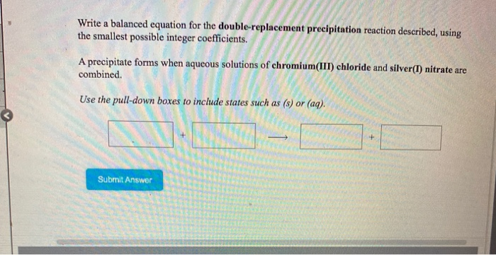 Solved Write a balanced equation for the double-replacement | Chegg.com