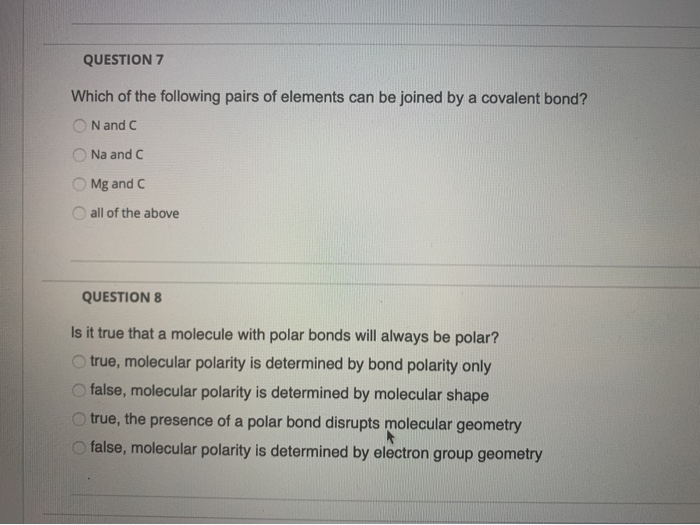 Solved QUESTION 7 Which of the following pairs of elements | Chegg.com