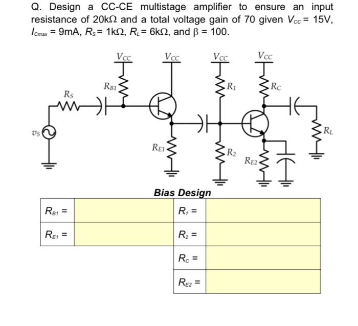 Solved Q. Design a CCCE multistage amplifier to ensure an