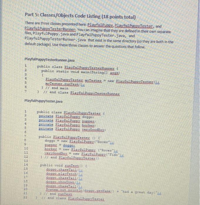 Solved Part 5: Classes/Objects Code Listing (18 points | Chegg.com