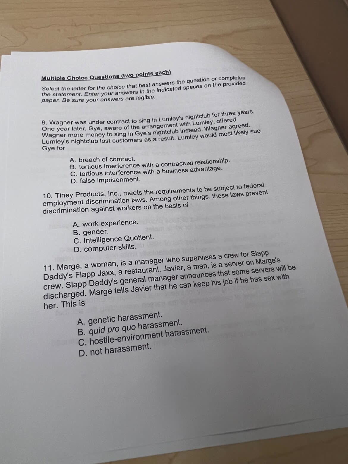 Solved Multiple Choice Questions (two points each)Select the | Chegg.com