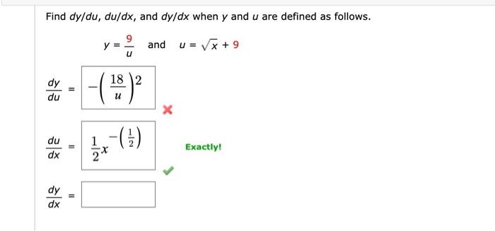 Solved Find Dy Du Du Dx And Dy Dx When Y And U Are Defined