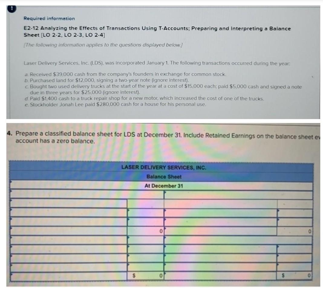 Solved Required information E2-12 Analyzing the Effects of | Chegg.com