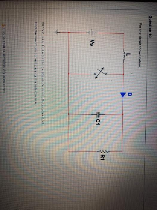 Solved Question 8 For the circuit shown below: L D R1 w =C1 | Chegg.com