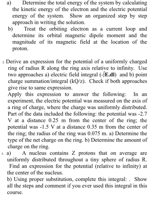 Solved a) Determine the total energy of the system by | Chegg.com